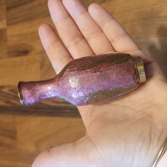 Vintage Brass Enameled Floral Bud Vase - Picture 2 of 12